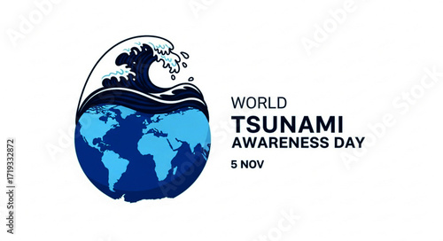 World Tsunami Awareness Day Graphic with Earth and Wave
