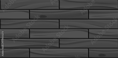 Realistic Natural black Wood seamless pattern. Wooden plank, textured board, wooden floor or wall repeat texture. Vector dark grey print for digital design, paper, decor, background.