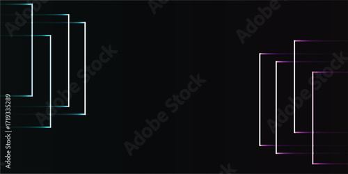 Abstract geometric design with glowing, translucent rectangles on a dark background.
