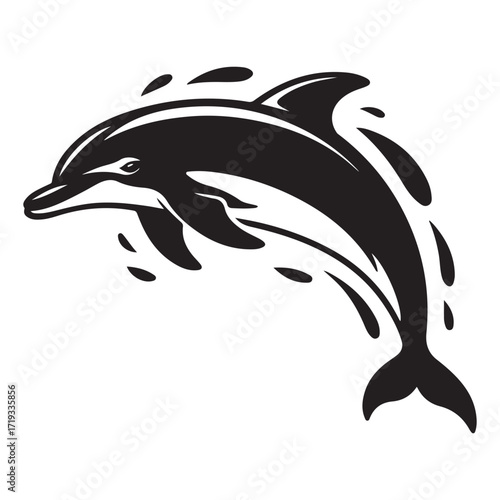 dolphin jumping high above ocean silhouette