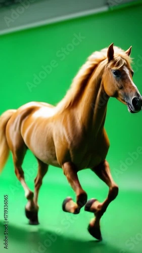 Horse running green screen