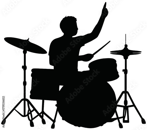 Drummer Silhouette Live Performance Vector | Music Concert Illustration