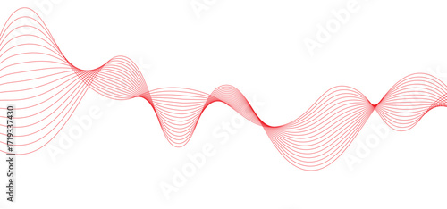 Abstract flowing red color wave lines
creating smooth wave forms
on a pure white background
minimalist abstract vector design