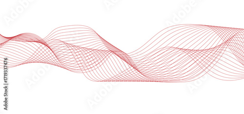 Abstract flowing red color wave lines
creating smooth wave forms
on a pure white background
minimalist abstract vector design