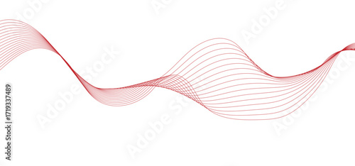 Abstract flowing red color wave lines
creating smooth wave forms
on a pure white background
minimalist abstract vector design