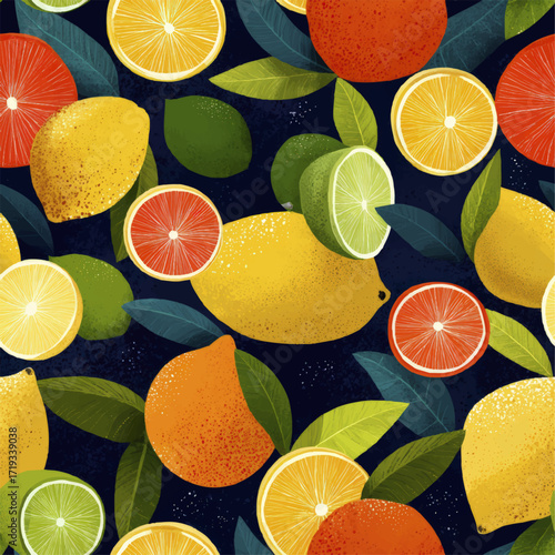 Lemon and Lime Seamless Summer Print Pattern