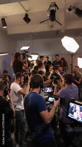 Media production crew busy