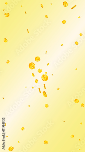 Swiss franc coins falling. Gold scattered CHF