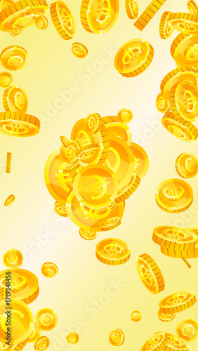 European Union Euro coins falling. Scattered gold