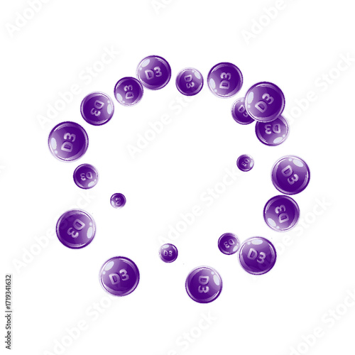 Vitamin D3 round capsules.