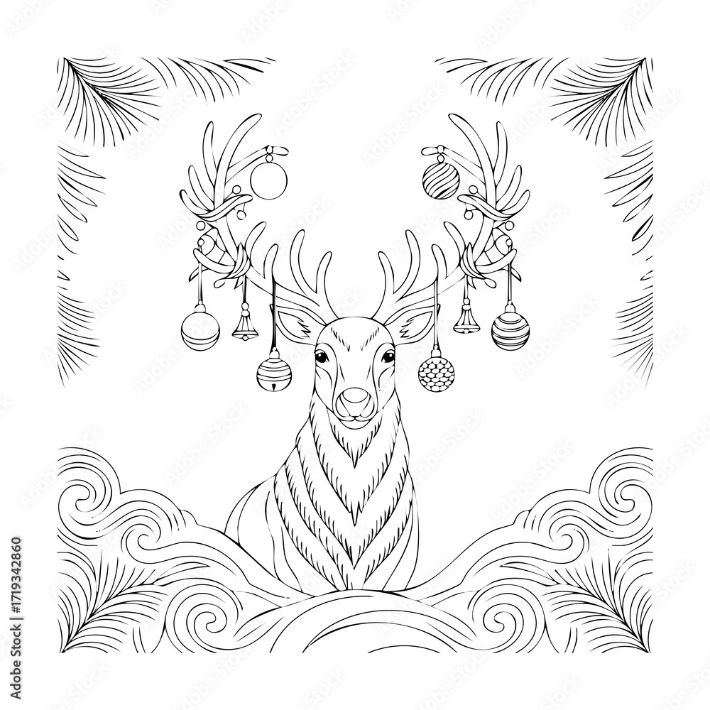 Obraz premium deer with christmas tree