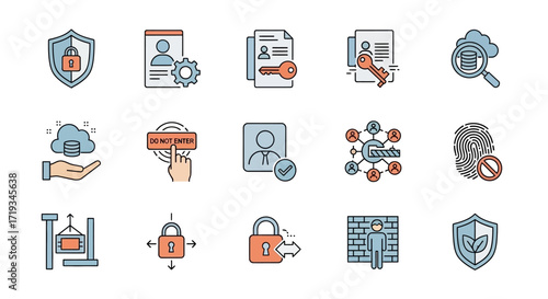 Data Security and Privacy Protection Icons.