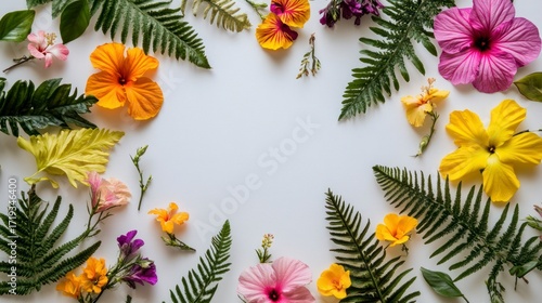 Colorful floral arrangement on a white background