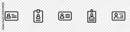 ID Card icon set. Identification card outline icon set. Driver's license Identification card symbol. Editable stroke. Identification card icon set. Vector illustration. EPS 10