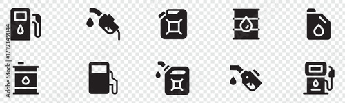 Fuel icon set. Gas station icons or signs. Engine oil icon symbol. Transport collection, petrol fuel. Vector illustration. EPS 10