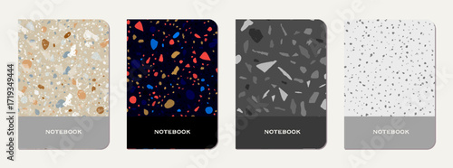 School notebook cover design. Terrazzo abstract