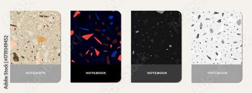 School diary cover design. Terrazzo abstract