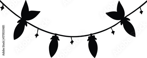 fairy lights glowing string on white background.eps