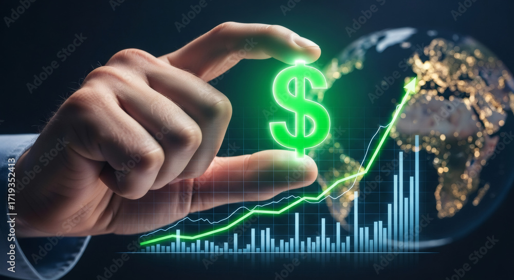 Fototapeta premium Man riding motorcycle on a highway at sunset. Open road adventure and freedom. Travel and journey concept for summer vacation.