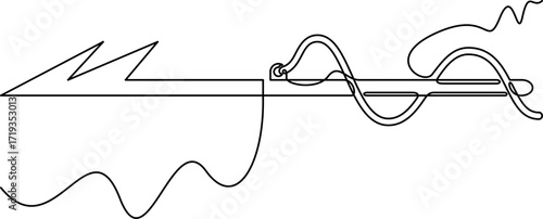 one line art Harpoon vector illustration. line art, one continuous line, simple, hand drawn and sketch style. for icons, symbols, signs or logos. PNG