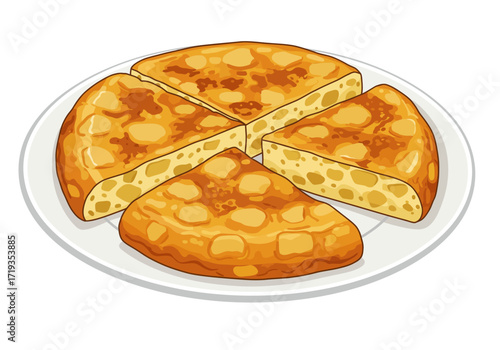 A plate with four slices of a goldenbrown focaccia bread