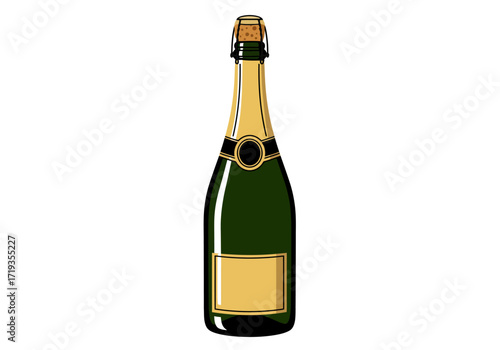 Champagne bottle with gold foil  cork