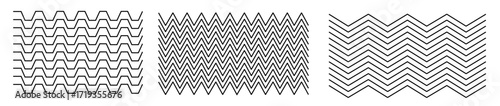Waves line set. Line. Wave ornament pattern. Set of wavy zigzag lines. Wave thin line background. Vector zigzag and wavy horizontal underline. Vector illustration

