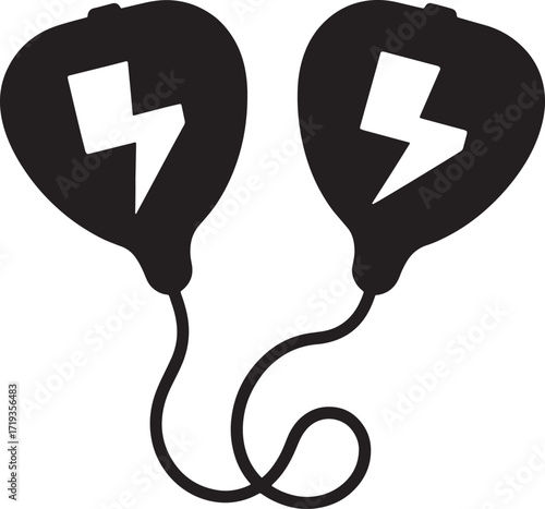 Defibrillator Icon Medical Emergency Equipment Lifesaving Device Heart Health Care Symbol Black Silhouette