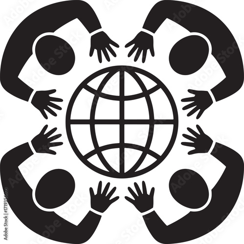Global Teamwork Collaboration International Business Connection People Around Globe Silhouette