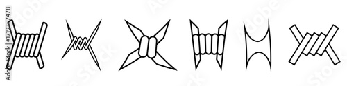 Barbed wire icon vector set. Barbwire illustration sign collection. Fence symbol or logo.