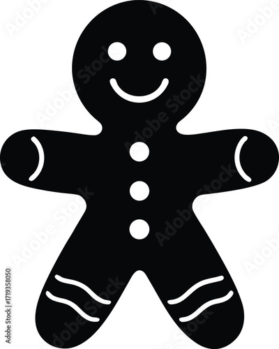 gingerbread man cookie smiling on white background.eps
