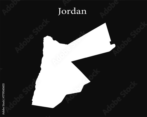 Jordan Map White Silhouette on Black