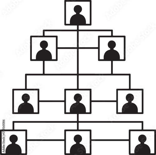 Organizational Chart Hierarchy Structure Diagram Illustration with Reporting Relationships