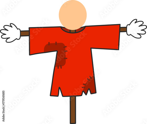 Autumn farming scarecrow design line illustration
