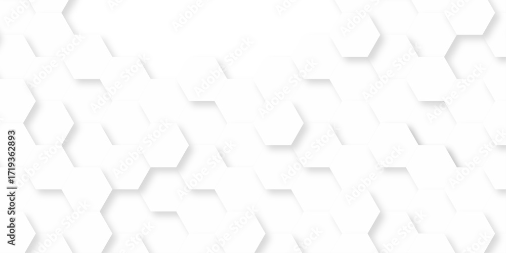 Obraz premium White grid science structure hexagonal paper texture. vector abstract grid tile seamless hexagon wall creative metal web business wallpaper texture background. 