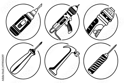 set of different tools icons