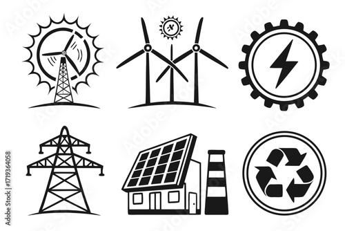 vector set of ecology icons