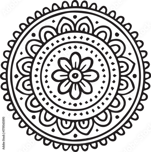 Floral vector mandala ornament with a geometric round seamless pattern for a vintage design