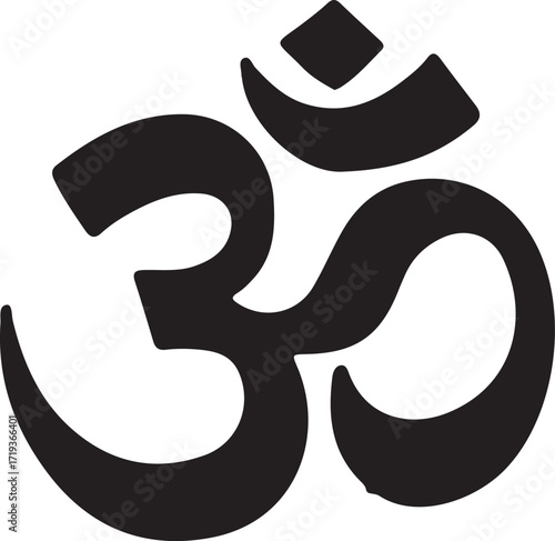 Gold metallic 3D Om symbol on a white and black background, vector design illustration