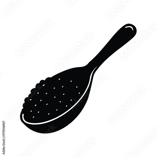 Rustic wooden spoon scooping fluffy couscous