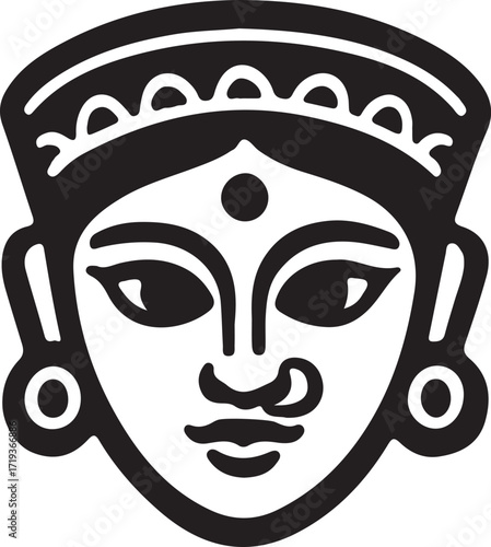 A angle vector illustration of a black and white mask with a cartoon smile, perfect for a Halloween icon or art design