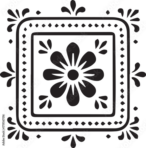 Aged postage stamps with a collection of vintage floral design elements