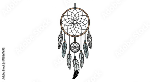 Dreamcatcher with feathers a symbol of protection, dreams, and native american culture intricate design with delicate details