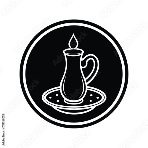 Sellou placed on golden plate with arabic coffee
