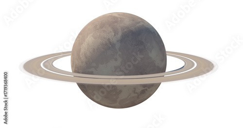Fictional planet with rings (Saturn like)isolated transparent background 3d rendering
