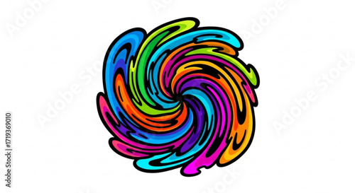 A vibrant and dynamic swirl of colors creates a captivating abstract design, , perfect for adding a touch of energy to any project