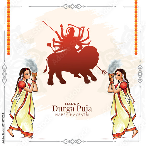Durga puja navratri vector illustration 