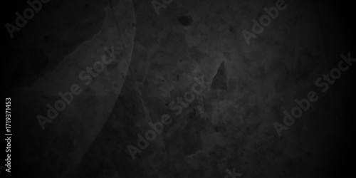 Abstract studio dark room concrete floor texture background. Black or dark gray rough grainy stone texture. Old wall texture cement grey color design are light with white gradient background.