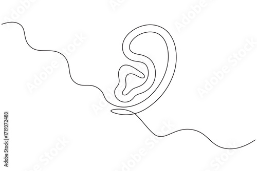 Ears icon continuous one line drawing minimalist style isolate outline vector illustration
