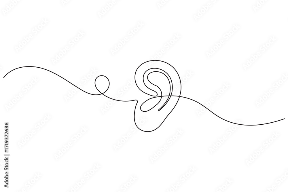 Obraz premium Ears icon continuous one line drawing minimalist style isolate outline vector illustration 
